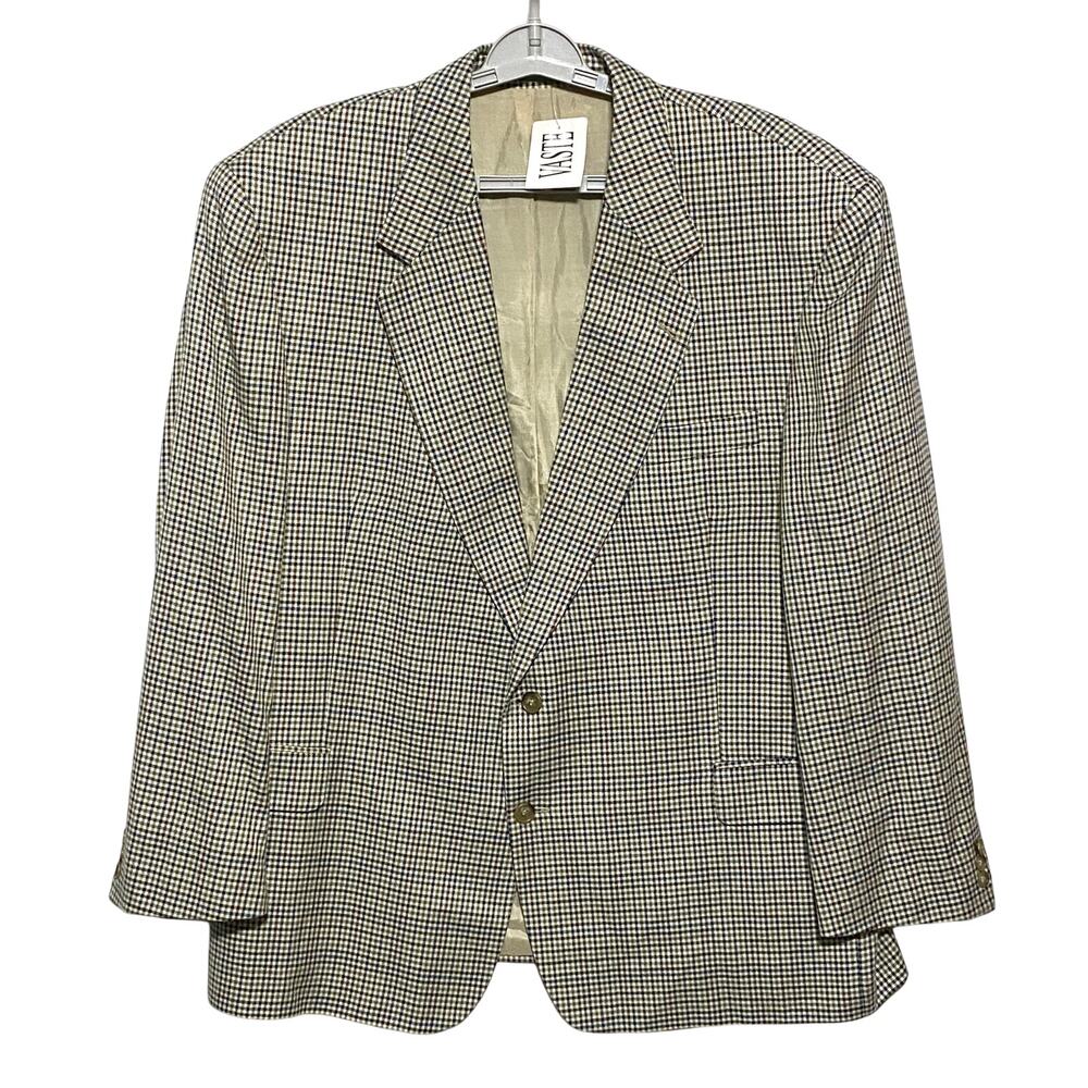 C&A Canada Tan Plaid 2 Button Suit Jacket Blazer Men 50R Professional Career NWT